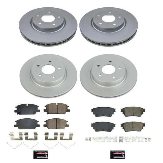 Power Stop 2021 Nissan Rogue Front & Rear Z17 Coated Brake Kit