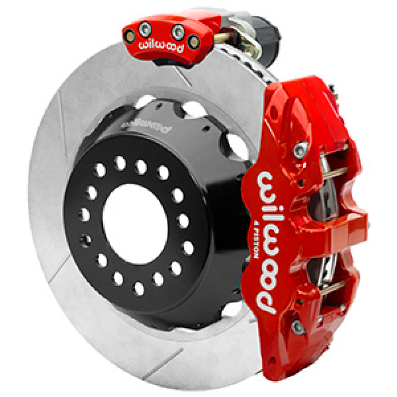 Wilwood AERO4 Big Brake Rear Electronic Parking Brake Kit - Red - Powder Coat Caliper - GT SLT Rotor