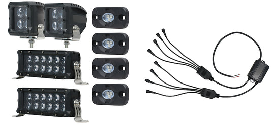 Hella Value Fit Kit 8in Light Bars - 8x Converter - Cube Lights x 2 - Rocker Lights x 4