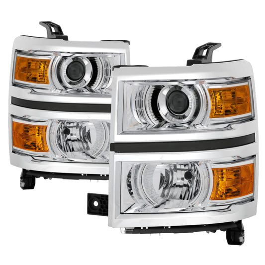 xTune Chevy Silverado 1500 14-15 Halogen Projector Headlight Chrome - HD-JH-CS14-PJ-C