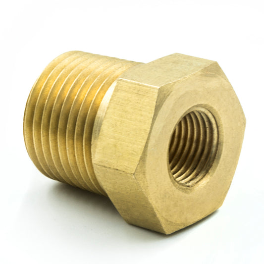 Autometer Brass Adapter Fitting - 3/8in NPT Male - 1/8in NPT Female