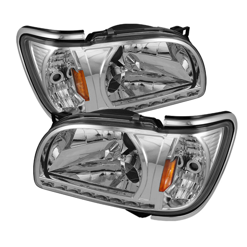 Xtune Toyota Tacoma 01-04 1 Piece w/ Chrome Trim Corner Crystal Headlights HD-ON-TT01-1PC-LED-CC-C