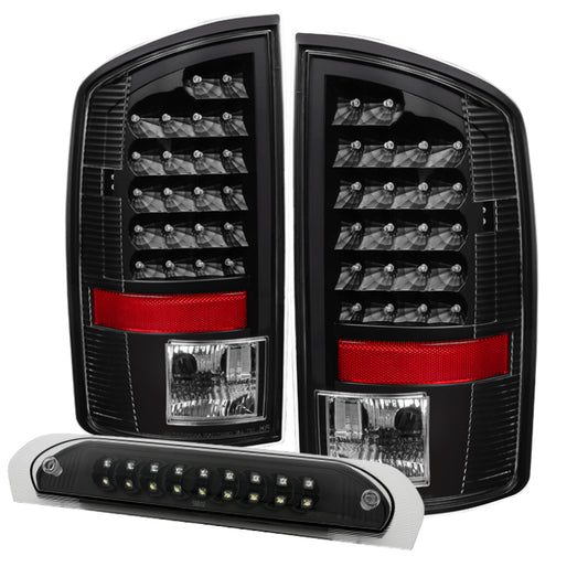 Xtune Dodge Ram 02-06 1500 LED Tail Light w/ LED 3rd Brake Lamps- Black ALT-JH-DR02-LED-SET-BK