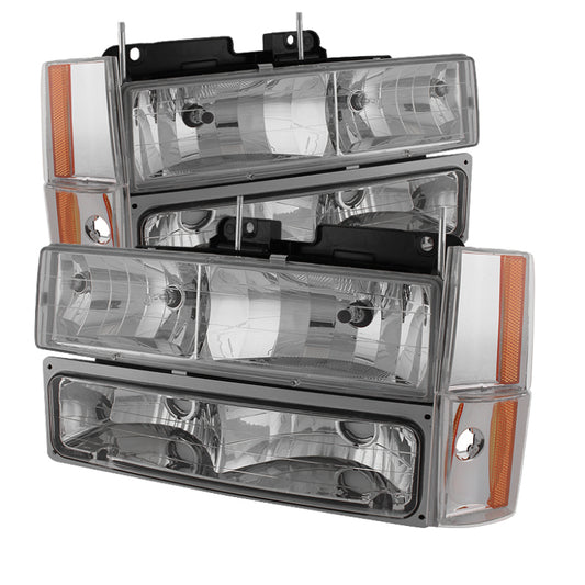 Xtune GMC Yukon 92-93 Crystal Headlights w/ Corner & Bumper Chrome HD-JH-GMCCK88-AM-C-SET