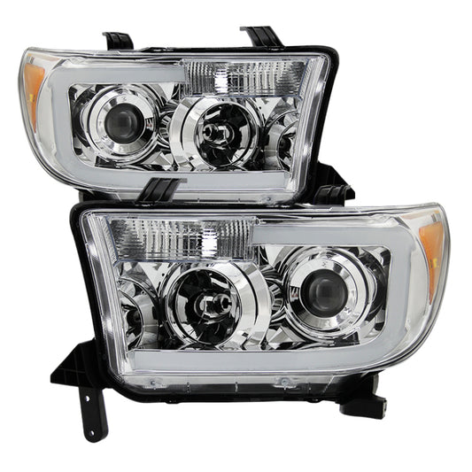 Xtune Toyota Tundra 07-13 LED Light Bar Projector Headlights Chrome PRO-JH-TTU07-LED-C